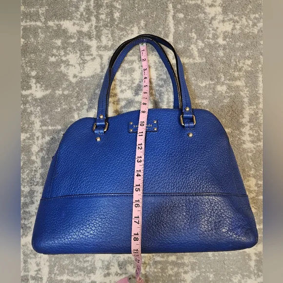 Kate Spade Glove Court Lainey 14 Karat Plated Blue Leather Double Zip Purse Bag - Picture 14 of 16